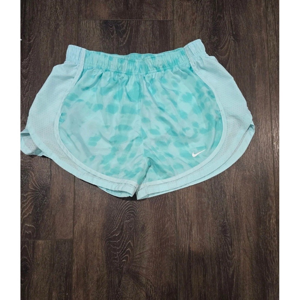 Nike Dri-FIT Tempo Running Shorts Teal Aqua Leopard Print Mesh Athletic Womens M